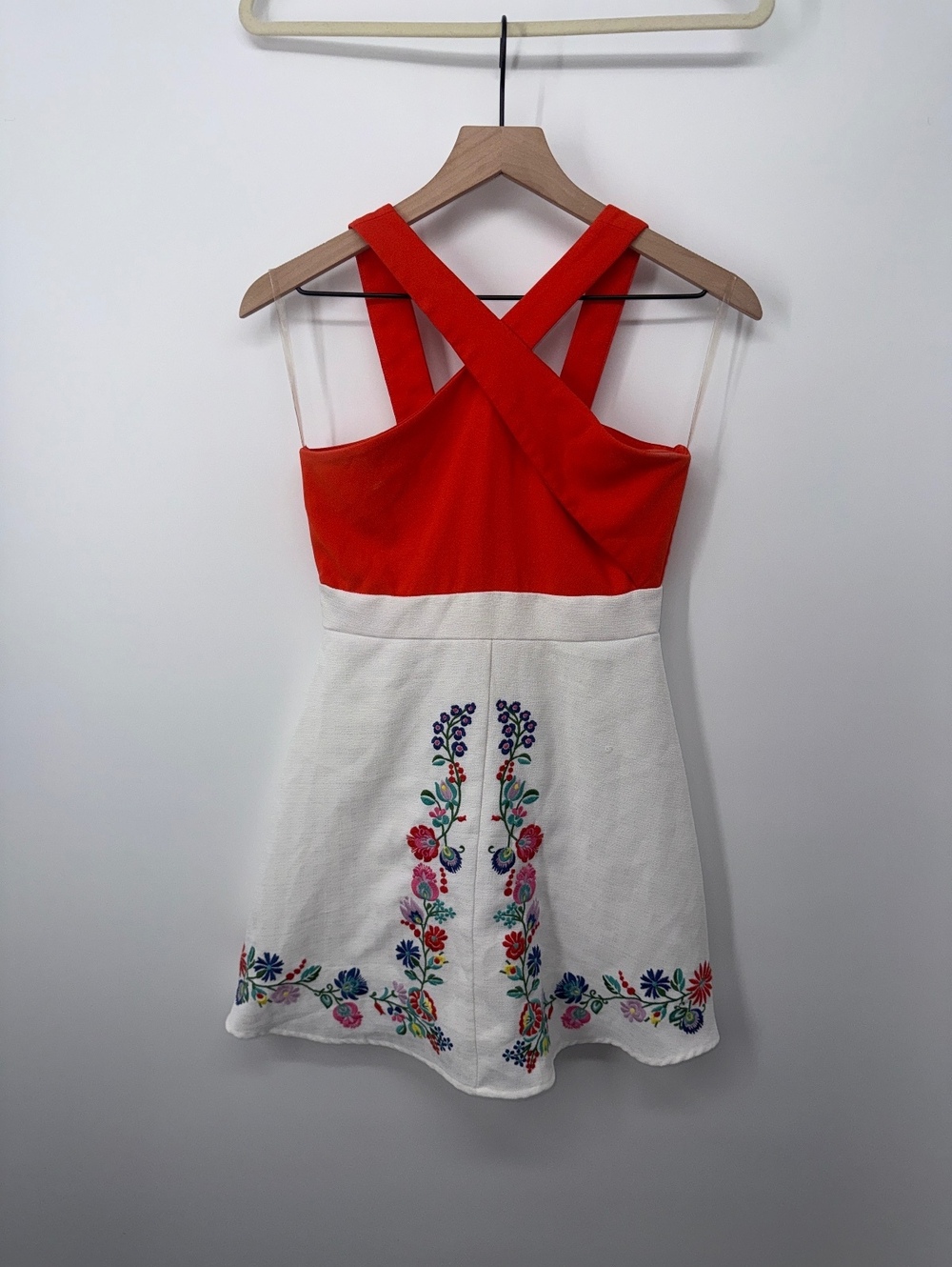 GB Girls Women's Red and White Floral Embroidered Mini Dress, Girls Size 12